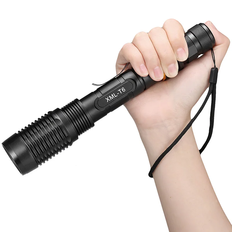 

Newest 5 Modes XM-L T6 LED Zoomable Flashlight 12000 Lumen 18650 Battery Charger Outdoor Camping Electric Torch