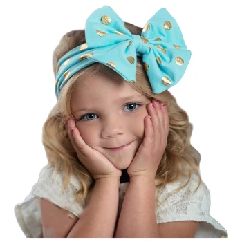 

ABWE Best Sale Top-Fashion Baby Infant Girl Gilding Big Bow Knot Dot Headband Kid Toddler Hair Accessories (light blue)