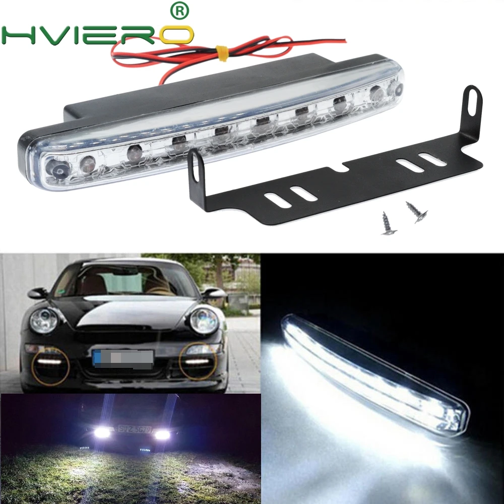 

Auto Led Durable Auto Led Daytime Running Light 8 LED with Lens White DC 12V 24V Head Lamp Headlight Parking Bulb Fog Lights