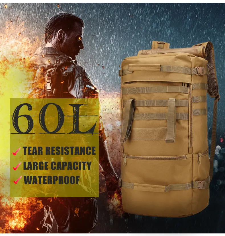 Bolsa de Caça Náilon à Prova Bolsa de Esportes ao ar Livre Militar Tático Acampamento Portátil Molle Mochila Oxford Dwaterproof Água 60l 7 Cheap Mochilas escal.
