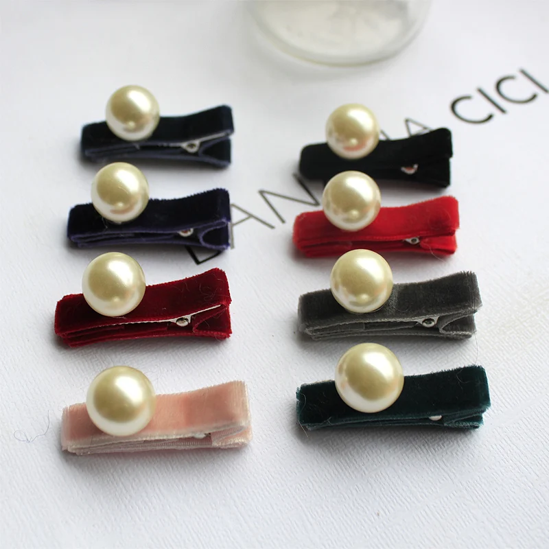 

40pcs Velvet Hair Clips PEARL Mini Velvet Hair Clip Non Slip Infant Barrette Vintage Girls Fleece Toddler Grip Headwear