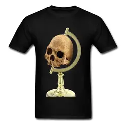 Мертвый мир 2018 Череп 3D дизайн для мужчин футболка хлопок ткань черная футболка глобусы принт короткий рукав мужской Топ Готический