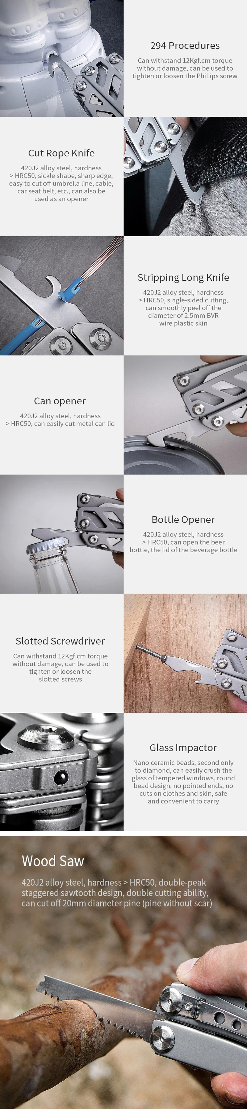 Xiaomi huohou multi-function Folding Knife Bottle Opener Screwdriver  Pliers Stainless Steel Army Knives Hunting Outdoor Campin (5)