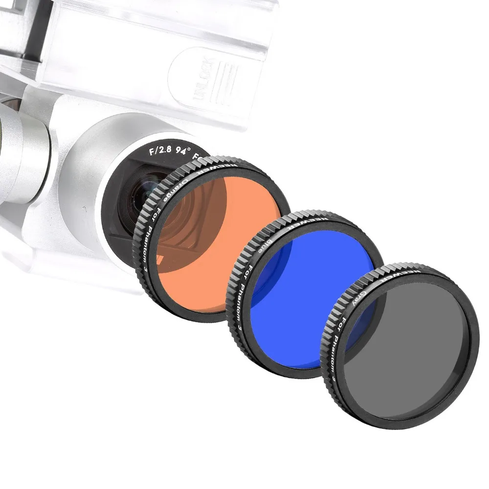 

Neewer 3 Pieces Filter Kit for DJI Phantom 4 DJI Phantom 3 Professional+Advanced Full Color Lens Filter Set