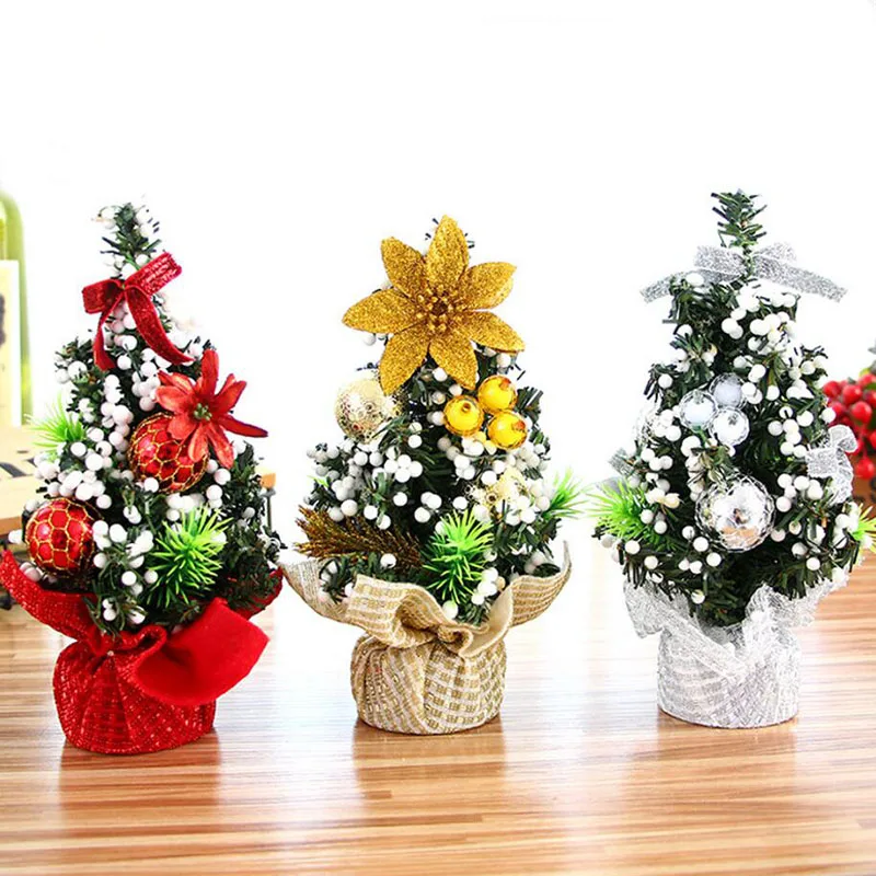 Mini Christmas decorated trees 20 cm with Christmas tree ornaments