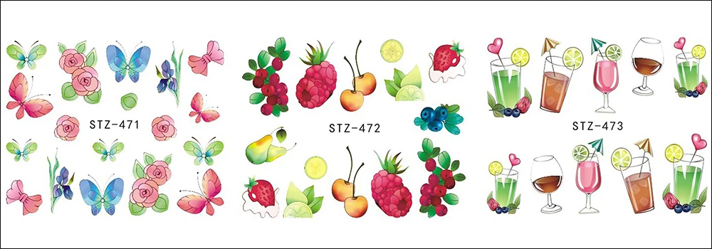 18 листов мороженого/фруктов, вишни, клубники, летние смешанные наклейки для дизайна ногтей, переводные наклейки для маникюра, декор для ногтей, BESTZ471-488
