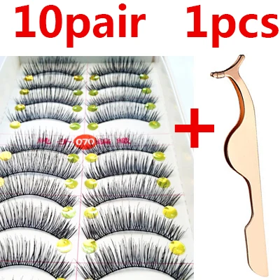 10 пар, толстые натуральные накладные ресницы с крестиком, прозрачные накладные ресницы, профессиональный макияж, красивые накладные ресницы, Длинные Накладные ресницы - Длина: 10pair style 1