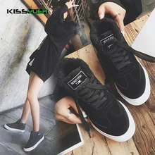 KISSyuer/Модная женская обувь; женская обувь на плоской подошве с круглым носком на платформе; Цвет Черный; Лидер продаж; зимняя женская Повседневная Удобная обувь; KSE196