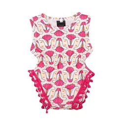 2017 для маленьких девочек комбинезон без рукавов эластичный пояс Одежда для новорожденных Цветочный комбинезон 0-18 м