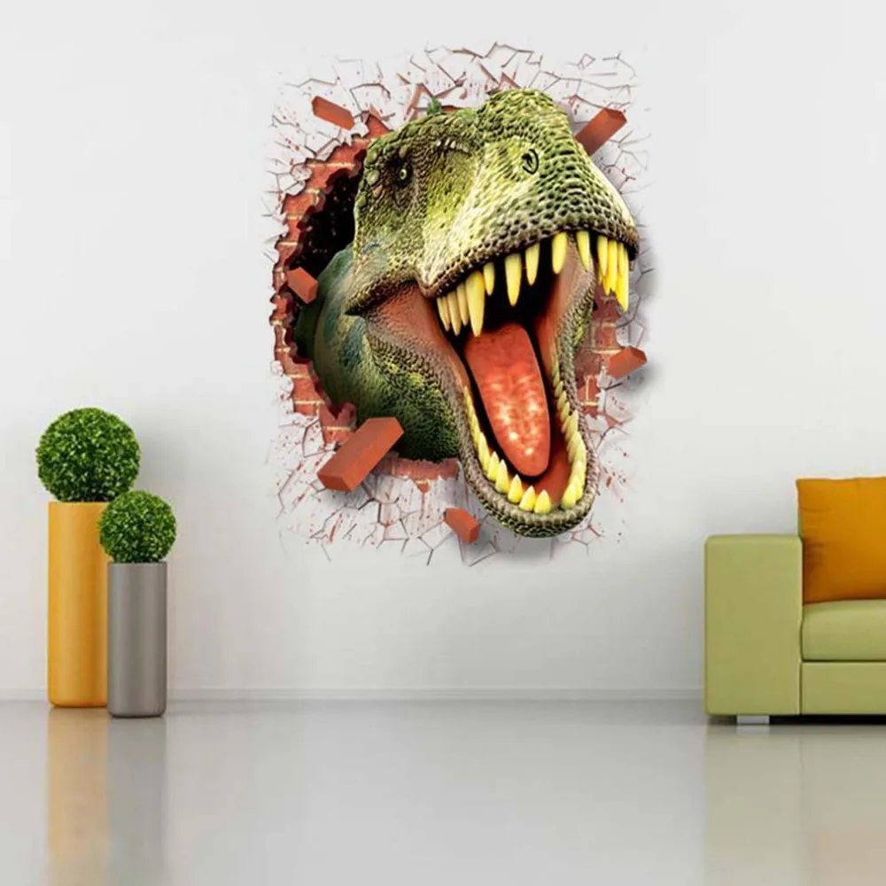 

Hotsale 3D Dinosaur Wall Paper Antistatic Sticker Through-wall Wall Poster Dirtproof Cartoon Poster Home Decoration