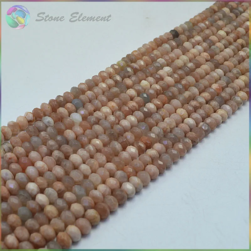 

Natural Brown Sand Moonstone Faceted Rondelle Beads 8x5
