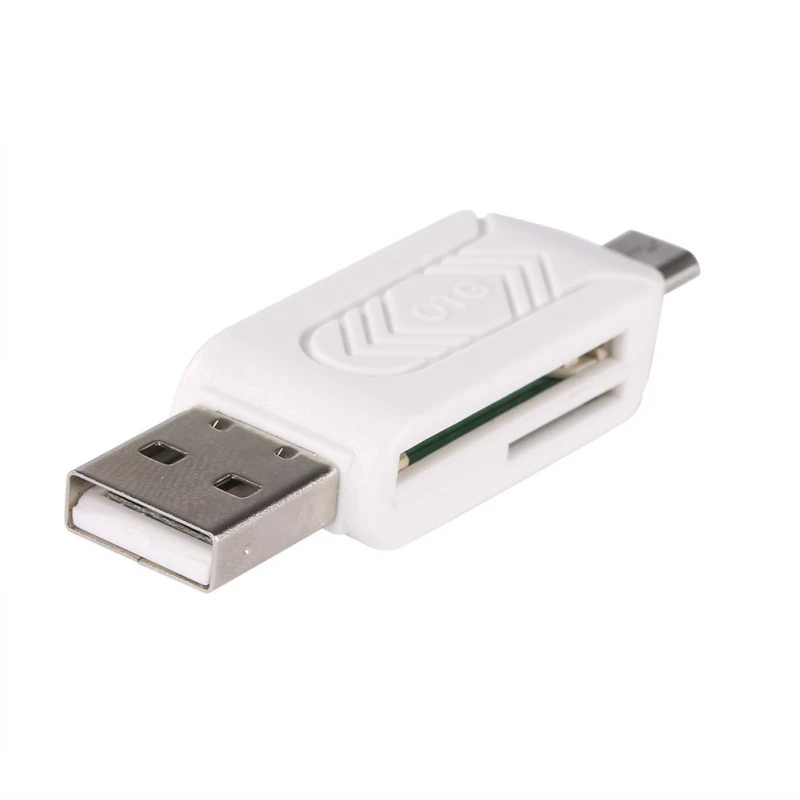 2 в 1 USB OTG картридер Micro USB OTG TF/SD Card Reader телефон удлинитель-переходник Флешка адаптер для смартфона PC 4 цвета