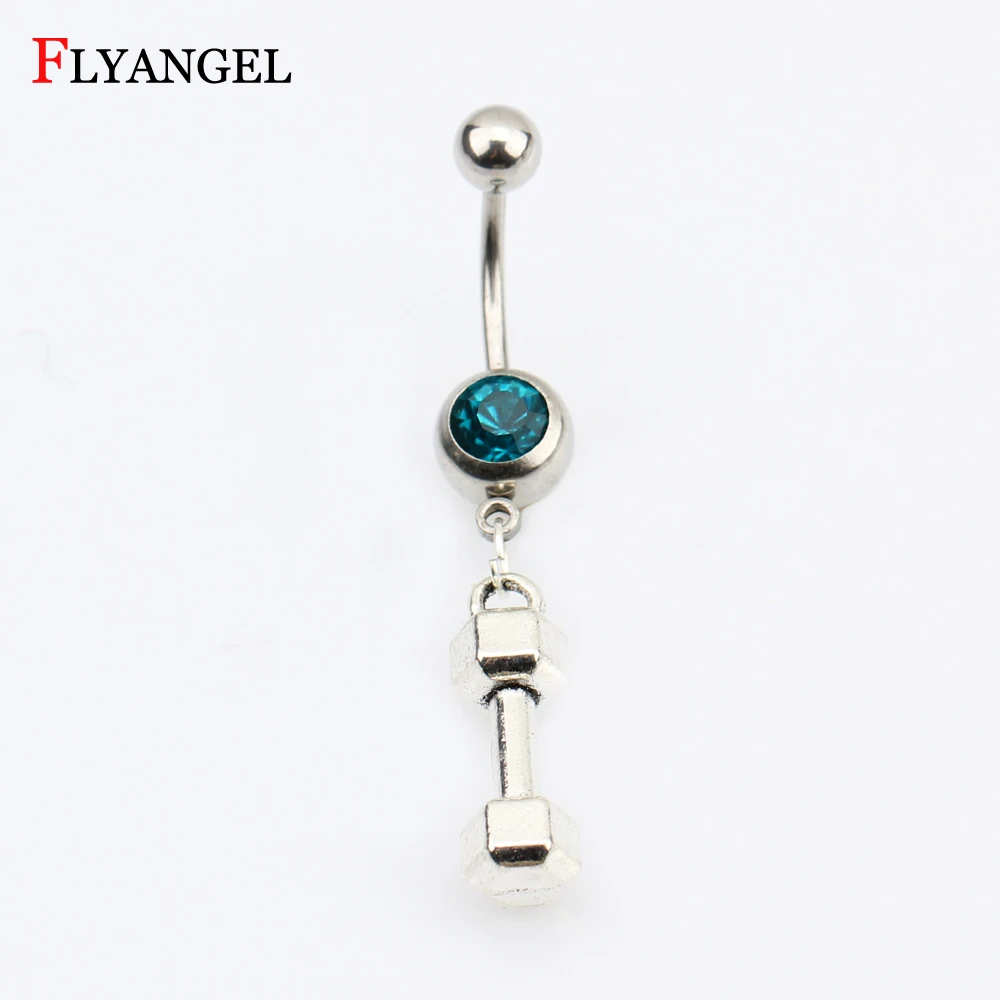 Sexy Anti Allergy Simple Fitness Dumbbell Pendant Navel Nail Belly