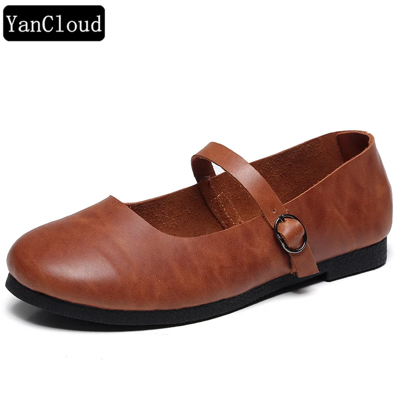 

Vintage Flats Women's Genuine Leather Moccasins Summer 2018 Breathable Mary Jane Shoes Woman Leather Footwear