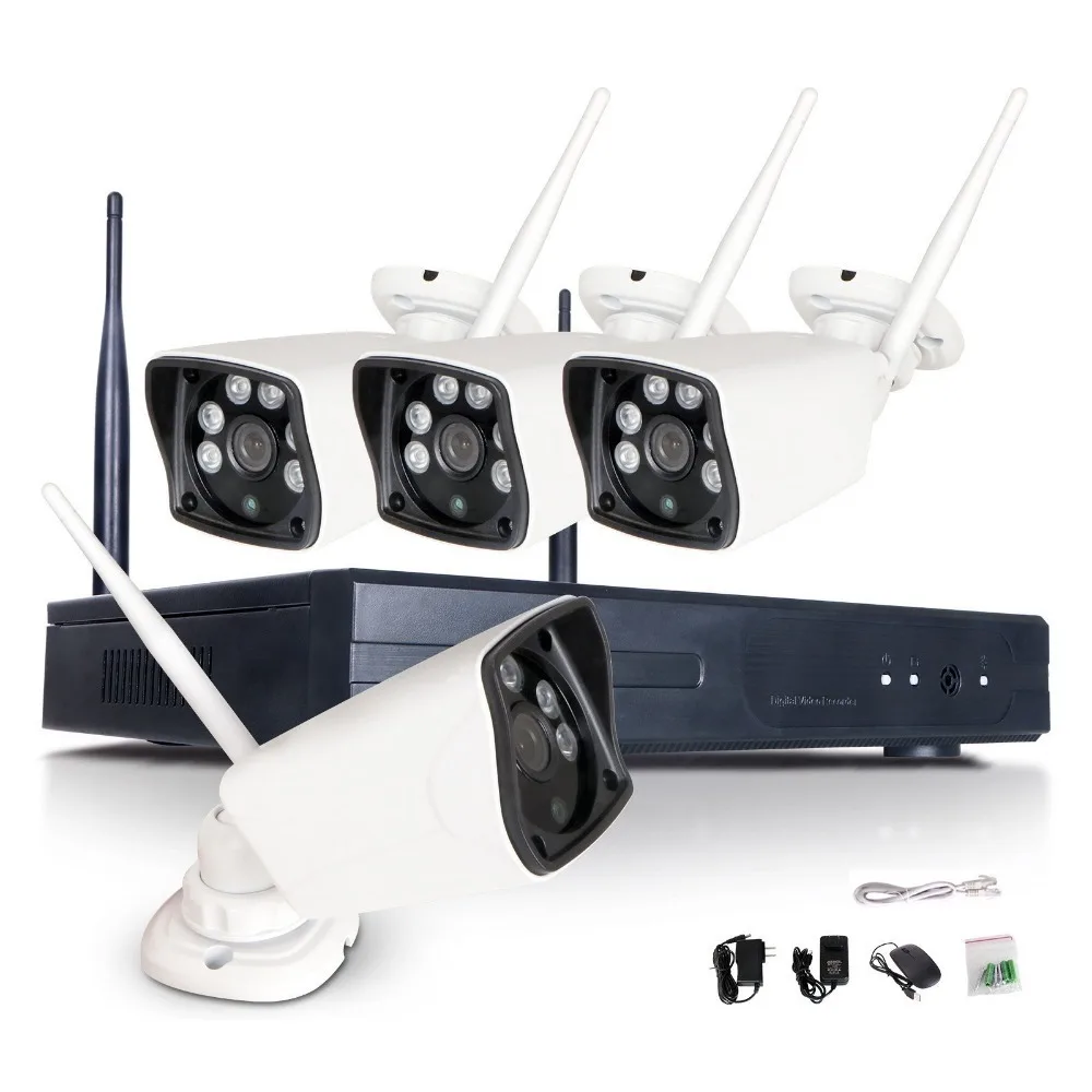 4CH CCTV Системы Беспроводной 1080 P NVR 4 шт 2.0MP ИК Открытый P2P Wi-Fi ip-cctv безопасности Камера Системы наблюдения комплект 1 ТБ HDD