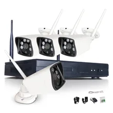 Sistema de CCTV 4CH 1080 P NVR Sem Fio 4 PCS 2.0MP IR Ao Ar Livre P2P IP Wi-fi Câmera de Segurança CCTV Sistema de Kit de Vigilância 1 TB HDD