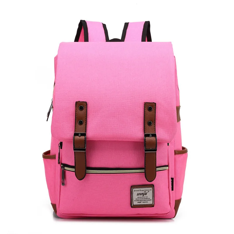 Girl Women Men Canvas Leather Travel Backpack Satchel Rucksack Laptop School Bag