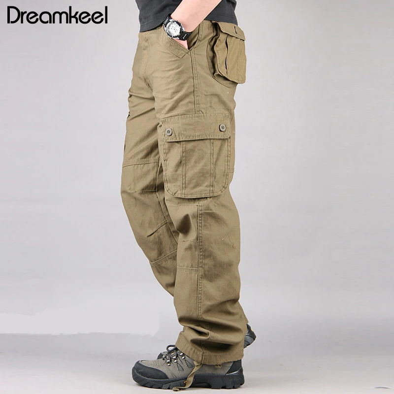 

Men's Casual Pants Multi Pockets Military Large Size Hip Hop Tactical Pants Men Long Trousers Outwear Army Straight Slacks Y