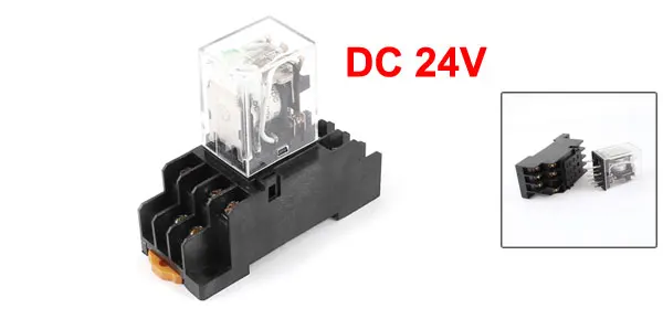 HH53PL DC 24V Coil 3PDT 11Pin 35mm DIN Rail Mounting Power Relay Set