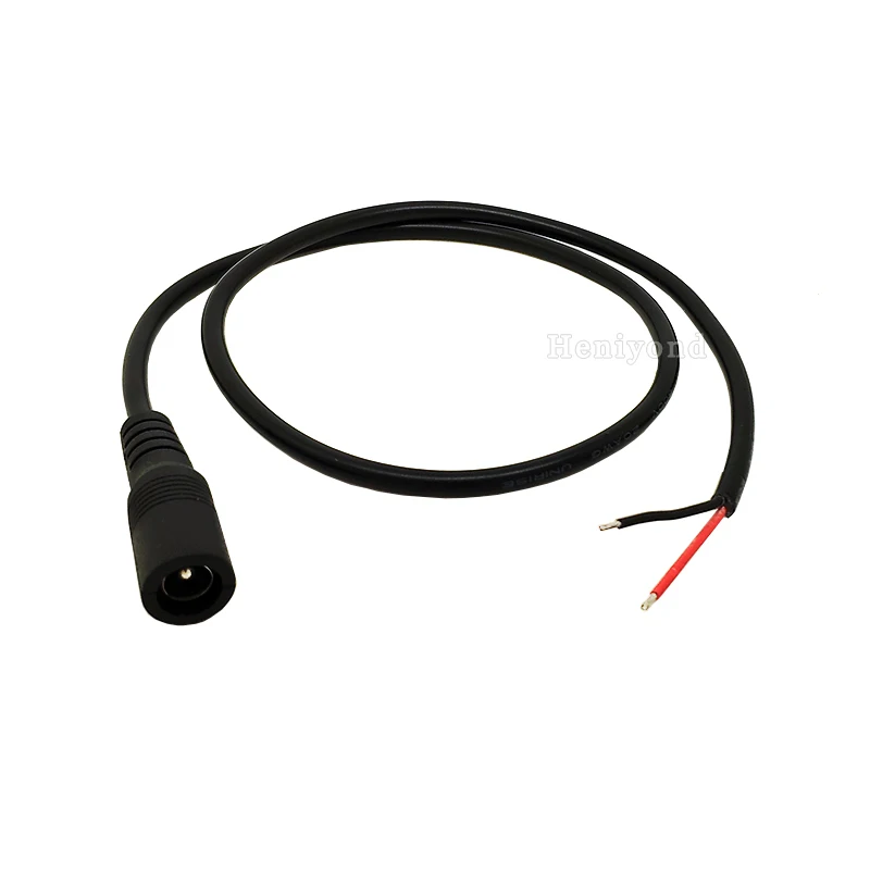 10PCS/ lot Straight DC Power Plug 5.5X2.1mm Female Single Head Jack with Cord Connector 20AWG Cable for led cctv camera 1.3ft