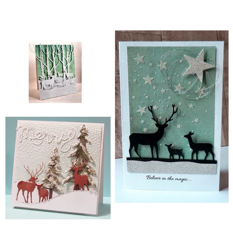 3PCS/Set Christmas Moose Metal Cutting Dies Stencil 2018 For DIY Scrapbooking Decorative Embossing Handcraft Die Cut Template