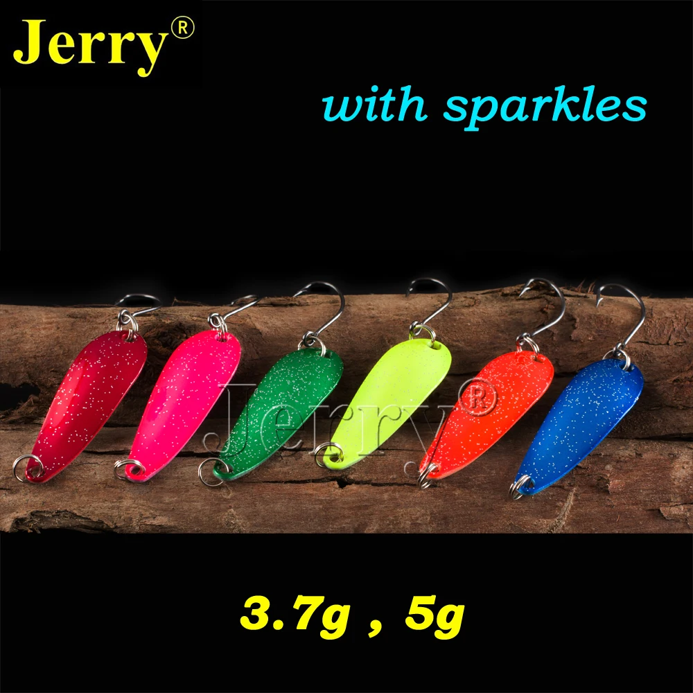 Jerry 6pcs 3.7g 5g high quality metal spoon lure for trout fishing