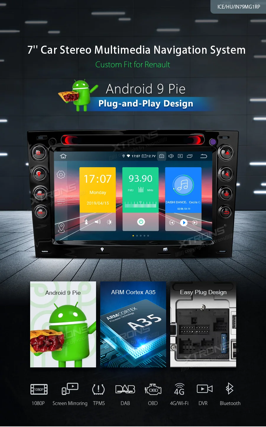 Cheap 7" Android 9.0 OS Car DVD Multimedia Navigation GPS Radio for Renault Megane 2002-2009 with External DAB+ Receiver Box Support 1