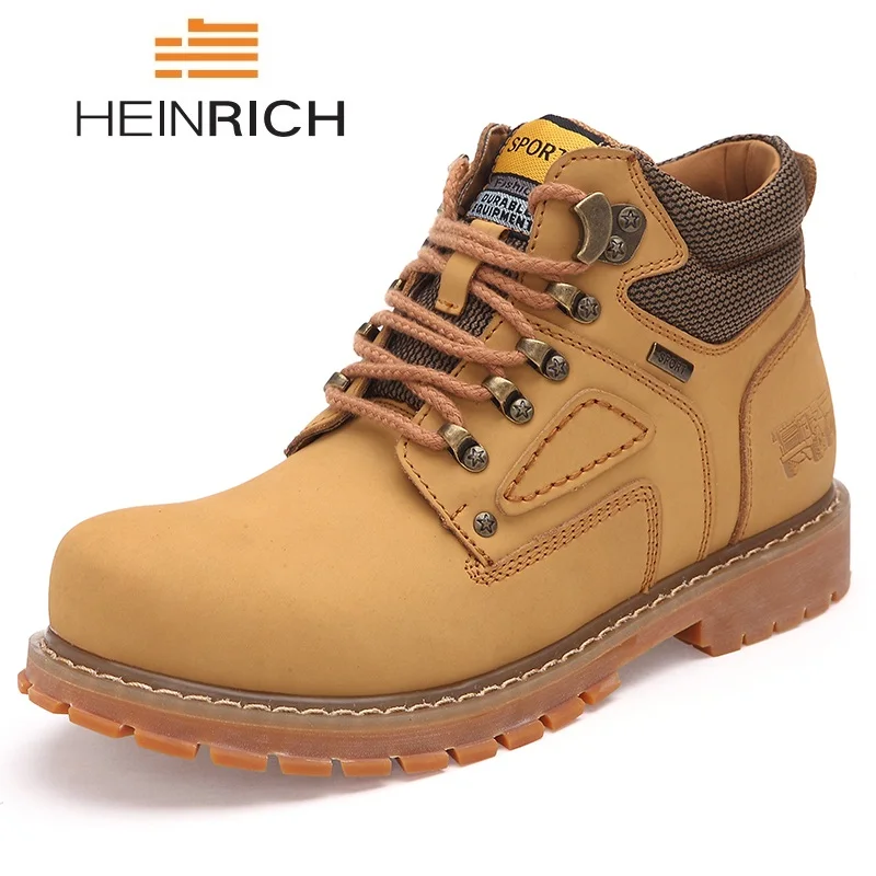 

HEINRICH Men Boots Ankle Fashion Brand Genuine Leather Men Boots High Quality Work Shoes Bota Masculina Couro Chaussures