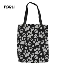 FORUDESIGNS/Милая собачья лапа с рисунком для девочек, повседневная парусиновая Льняная сумка, сумки, Экологичная сумка для покупок, дорожная многофункциональная сумка