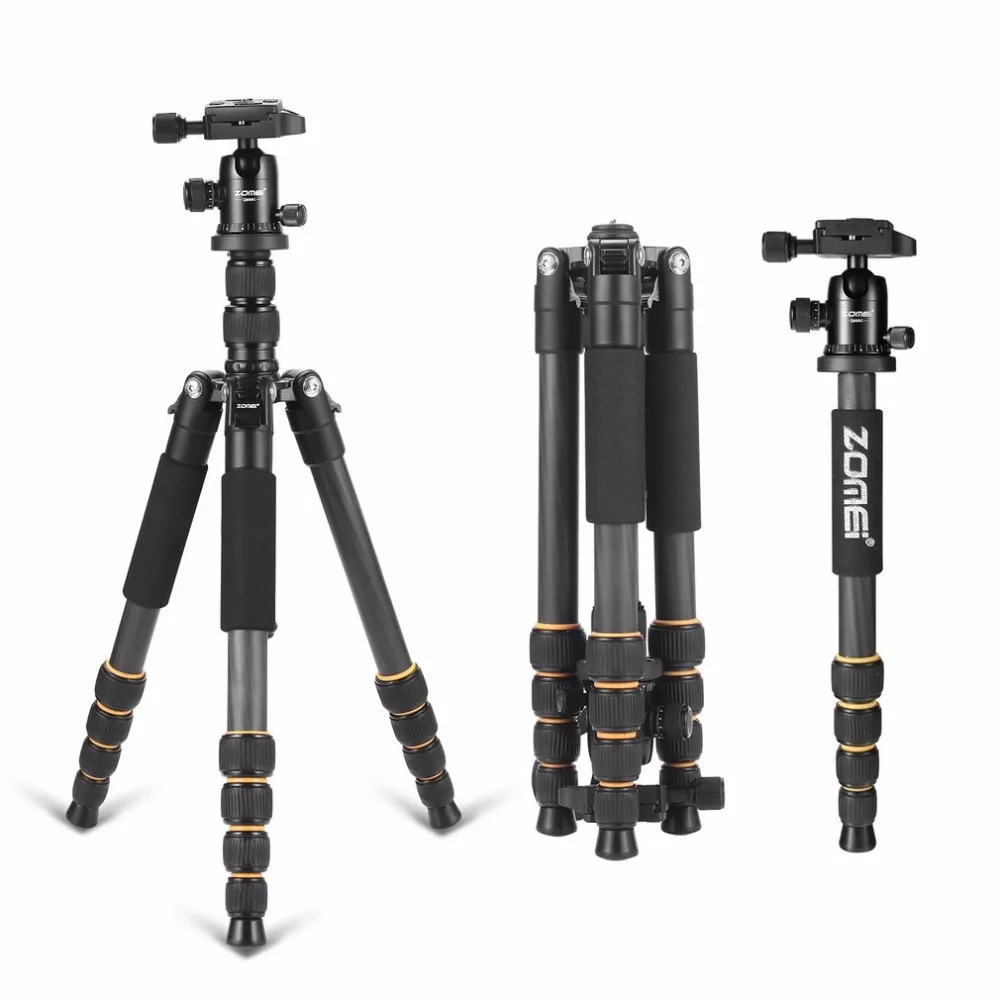 Professional ZOMEI Q666C Tripod Portable Travel Carbon Fiber Tripod Monopod Plastic Ball Head For DSLR SLR Digital Camera Professional ZOMEI Q666C Tripod Portable Travel Carbon Fiber Tripod Monopod Plastic Ball Head For DSLR SLR Digital Camera