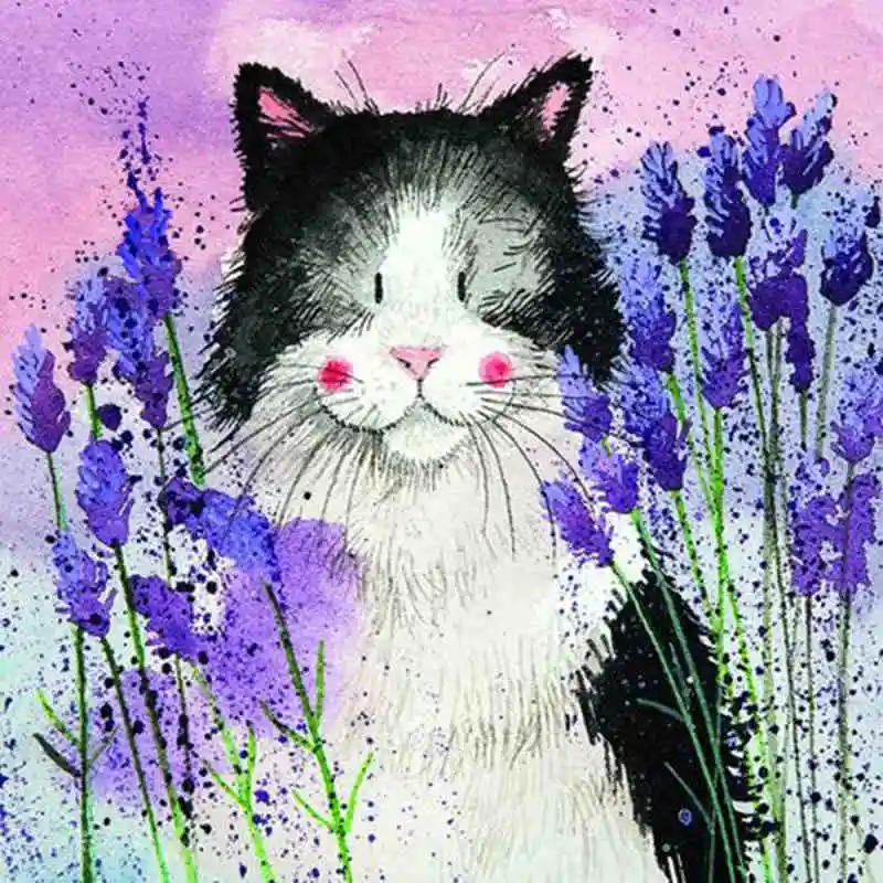 17-sleep cat with flower