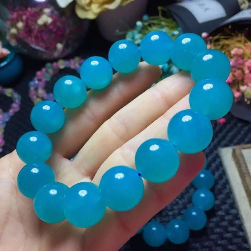 

Genuine Green Natural Amazonite Crystal Bracelets 14mm For Women Femme Charm Stretch Round Bead Bracelet AAAAA Drop Shipping
