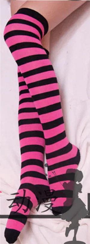 Лидер продаж, милые Разноцветные полосатые носки для косплея для девочек - Цвет: Pink