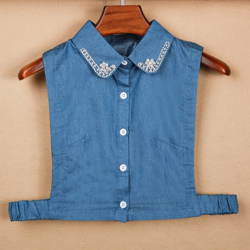 

Sleeveless collar women fake collar pearl decorative blouse White Half Shirt Detachable Fake Collar Peterpan Detachable Collar