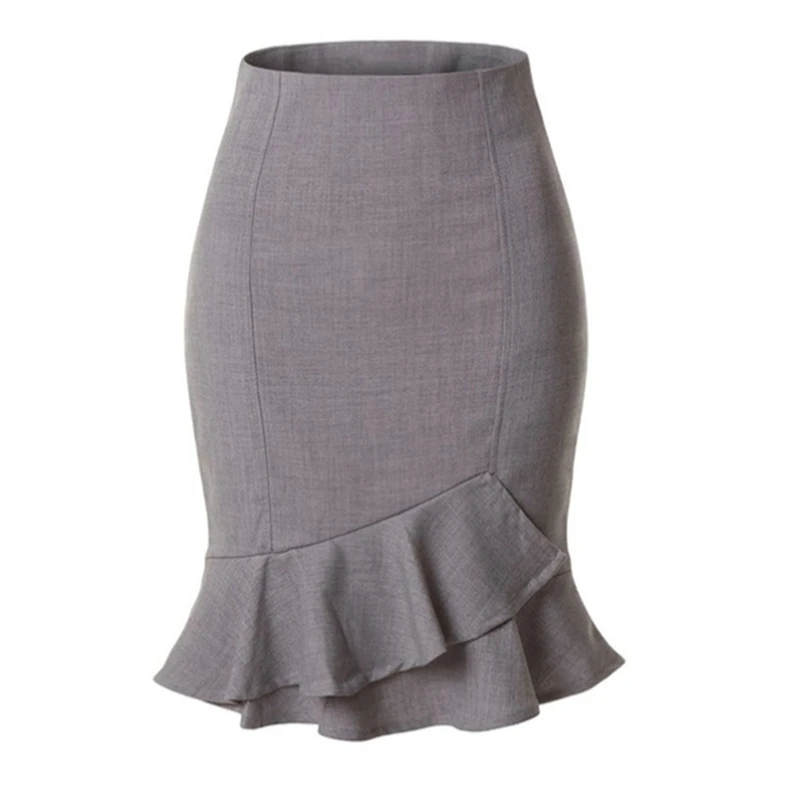 Модные женские юбки винтажные женские платья юбка с высокой талией однотонная облегающая юбка в стиле хип-хоп Офисная Женская юбка - Цвет: gray