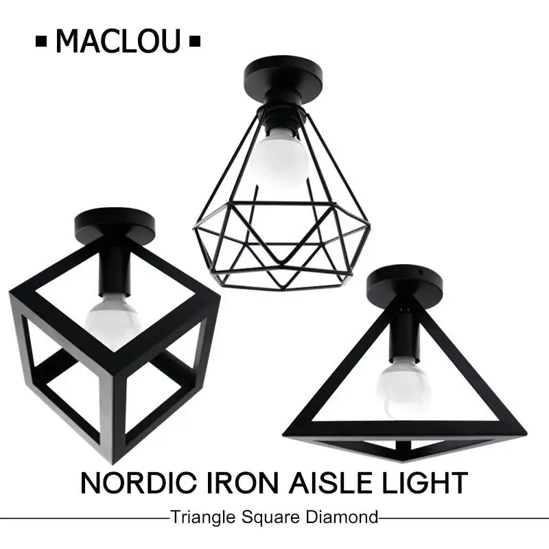 Koop Vintage Iron Black Plafondlamp LED Schaduw Industri euml;le Moderne Plafondlamp Nordic Verlichting Kooi Armatuur Thuis Woonkamer Decor