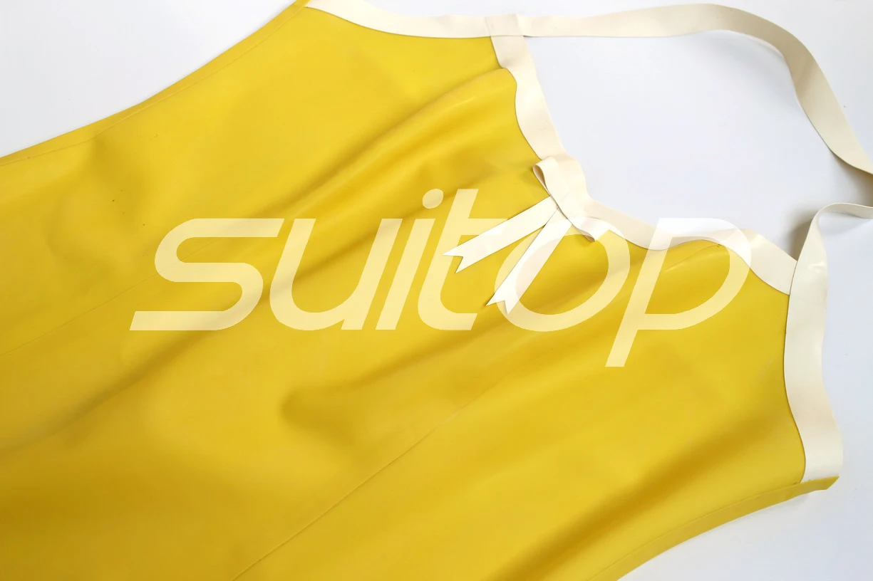 Latex fetish  dresses sexy style for adult sleeveless sexy rubber Yellow color