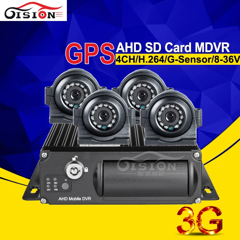 

Front View AHD 4 Camera Mobile Dvr Recorder 3G Real Time Surveillance 4CH 1080p Car Dvr With GPS I/O Alarm +32G