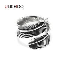 Real 925 Sterling Silver Jewelry Feather Rings Vintage Thai Silver Ring For Men And Women Birthday Fine Gift 548 Real 925 Sterling Silver Jewelry Feather Rings Vintage Thai Silver Ring For Men And Women Birthday Fine Gift 548