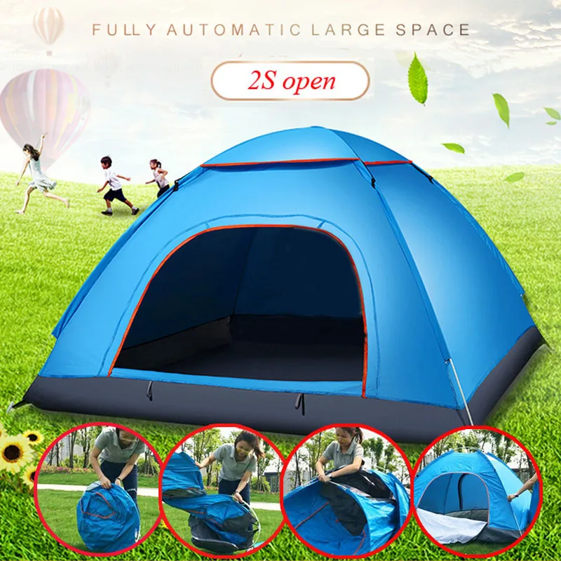 

Large throw tent outdoor 3-4 persons automatic speed open throwing pop up windproof waterproof beach camping tent large space