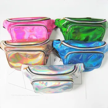 

Women Unisex Waist Bag Waterproof Laser Fanny Pack Hip Waist Pack Belt Pouch