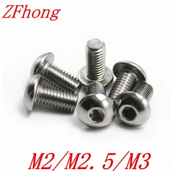 

50pcs ISO7380 M2 M2.5 M3 A2 Stainless Steel Hex socket Button Head Screw Screws