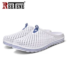 Reetene/ Мужская обувь; пляжные повседневные мужские тапочки; дышащая мужская обувь с вырезами; Вьетнамки; Летние повседневные мягкие мужские Тапочки