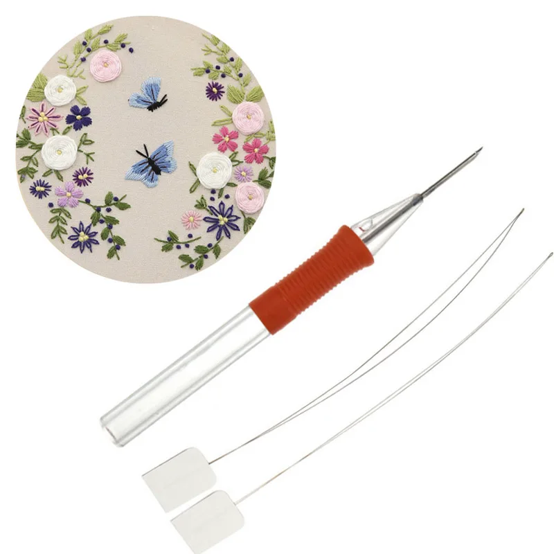 

Embroidery Pen Hook Needle DIY Crafts Magic Poke Pen with Threader for Embroidery Cross Stitch Handicraft Beginners