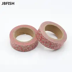 Jbfish Красивая 15 мм * 10 м Высокое качество Васи бумажная лента/розовом фоне маленькие красные цветы маскирования Япония васи ленты 8115