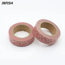 JBFISH Beautiful 15mm*10m high quality washi paper tape/pink background little red flowers masking japan washi tape 8115