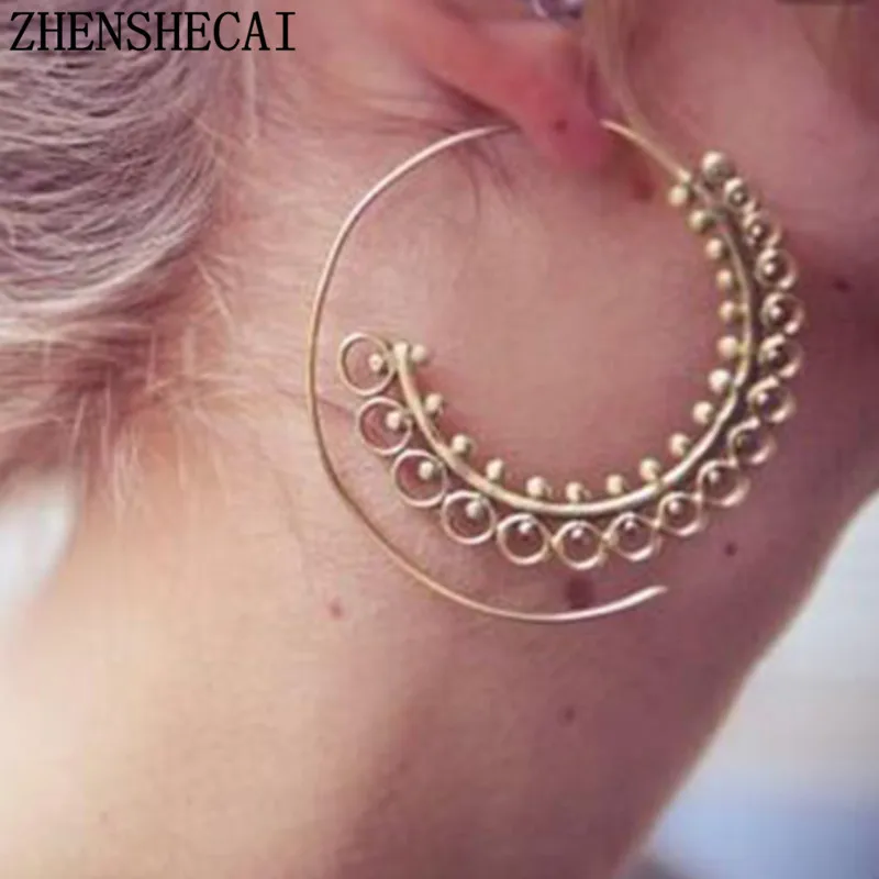 

Bohemia Personality Round Spiral Drop Earrings Exaggerated Whirlpool Geometric Earrings for Women Jewelry Gifts girl e0450