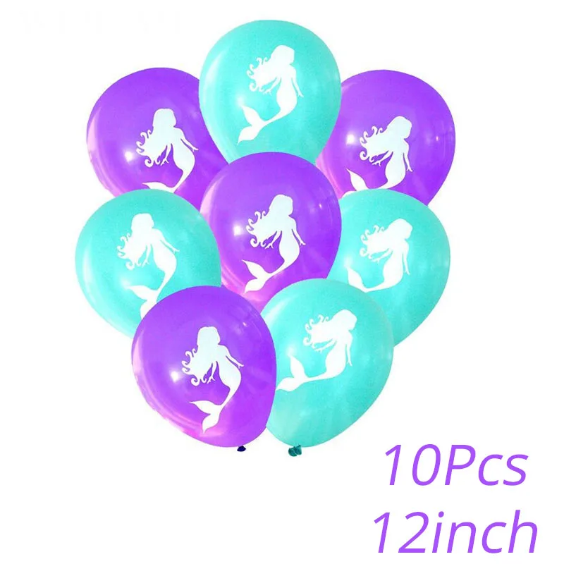 WEIGAO блестящая гирлянда русалки, баннеры для вечеринки в честь Дня Рождения, вечерние украшения для детей - Цвет: 10pcs latex