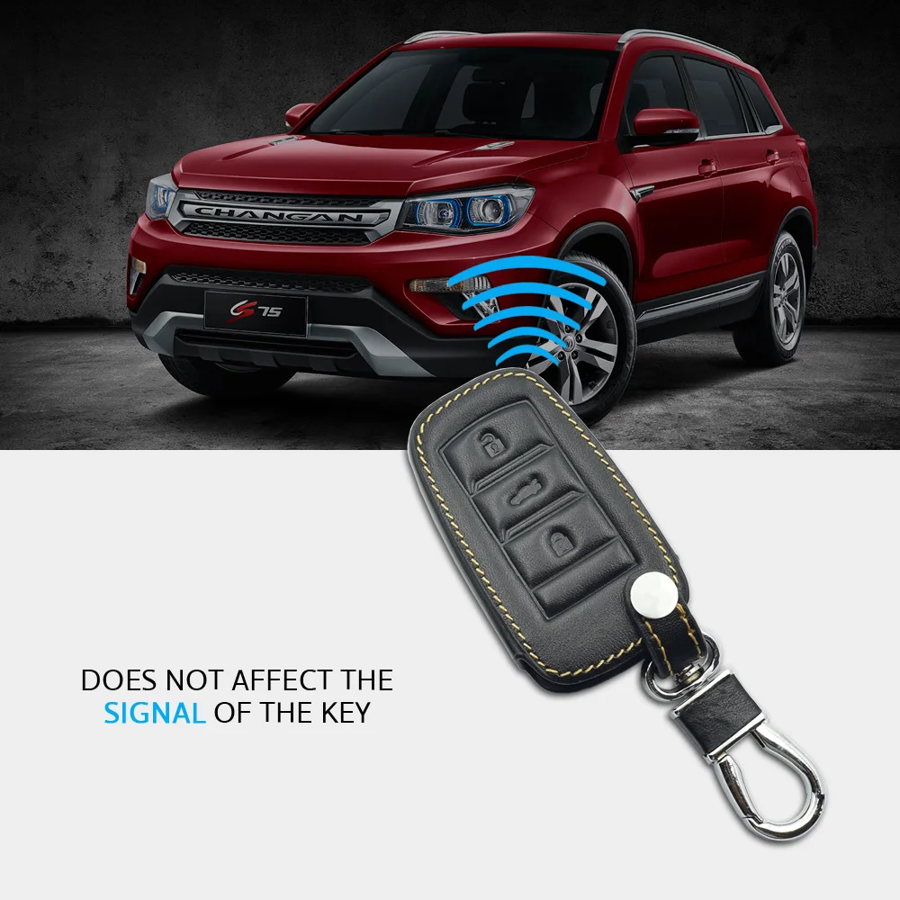 Кожаный чехол для автомобильного ключа Changan CS75 Eado CS15 CS35 Alsvin V7 Raeton 3 кнопки умный