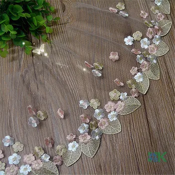 

Colorful French Lace 5Yard/Lot DIY lace fabric multicolor embroidery mesh lace trim curtains sofa wedding dress 17cm clothing